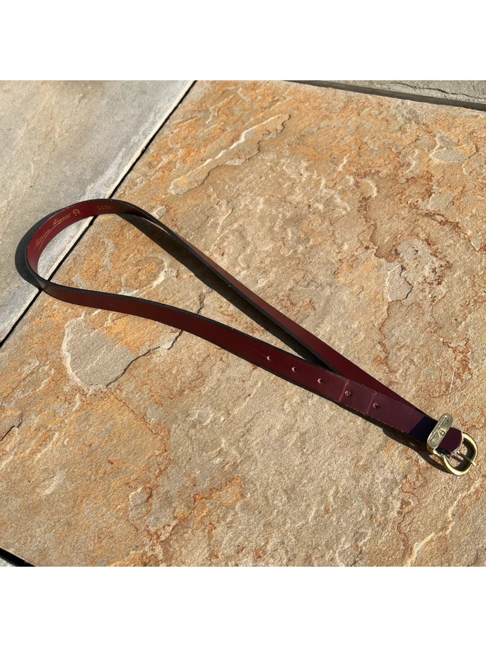 Vintage 90s Brown Leather Black Edge Square Tip Belt